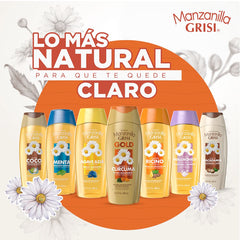Grisi Manzanilla shampoo on bathroom shelf illustrating everyday brightening routine
