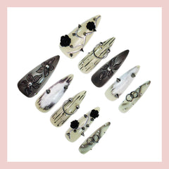GRITOSE kit tools laid out with file, cuticle stick and sticker for easy application