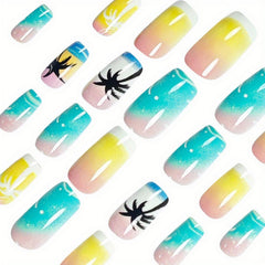 GRITOSE nails worn on hand displaying short square shape and summer look