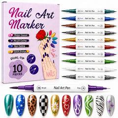 GRKZBKW front packaging showing the ten dual-tip nail art pens and color lineup
