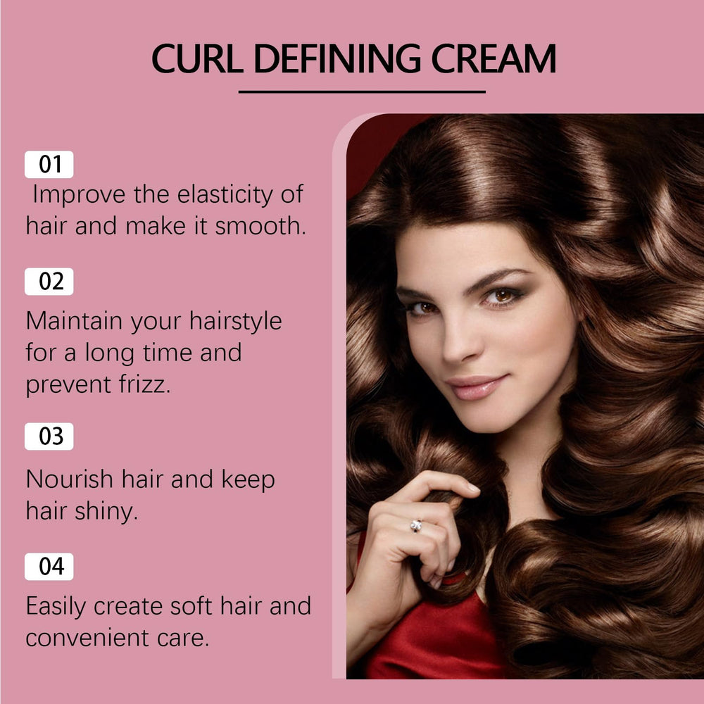 Grospe cream being applied to curly hair promoting definition