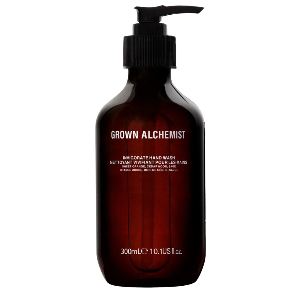 Grown Alchemist front bottle showing label and elegant design, promotes luxury cleansing