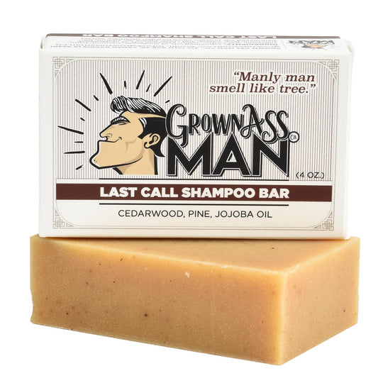 Grown Ass Man Co. front packaging showing 4oz bar and eco benefits
