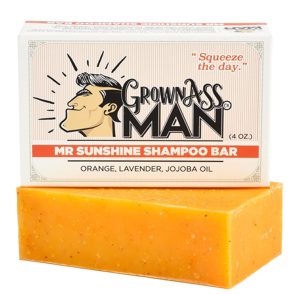 Grown Ass Man Co. Mister Sunshine front packaging showing bar and benefits