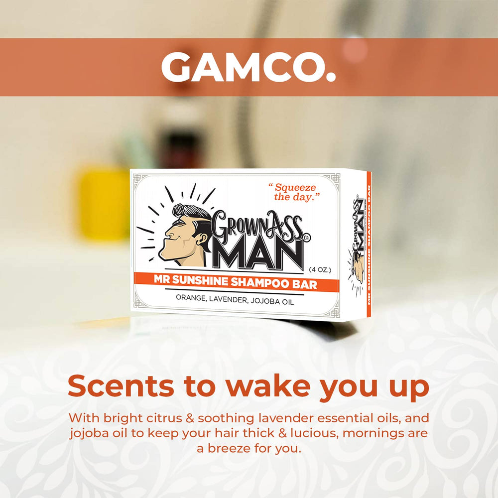 Grown Ass Man Co. Mister Sunshine rich lather on hand for easy application