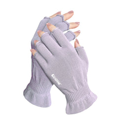 GSAFEME front view of purple gloves shows fit and breathable cotton benefit