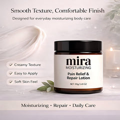 GTVOSY Mira Relief lotion texture close-up demonstrating smooth fast-absorbing formula
