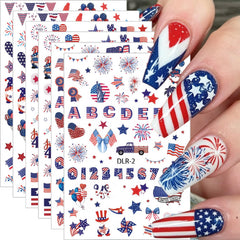 GUAACCB front packaging showing six patriotic sticker sheets for quick manicures