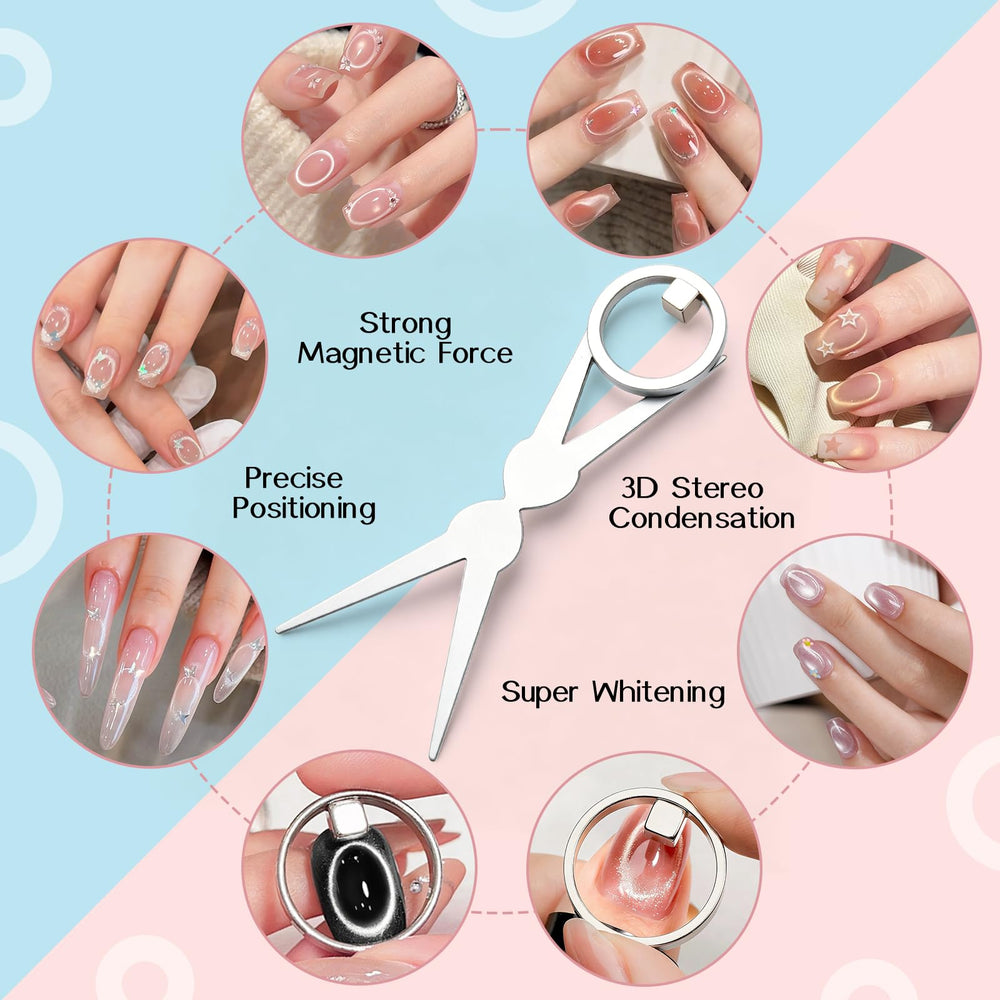 GUBCUB magnet in use above nail creating a hollow cat eye highlight