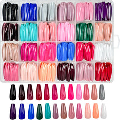GUFUGU 24-color array top view displaying glossy coffin nails for easy selection