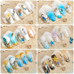 GULELAYAR beach manicure lifestyle shot showing seasonal, stylish nails