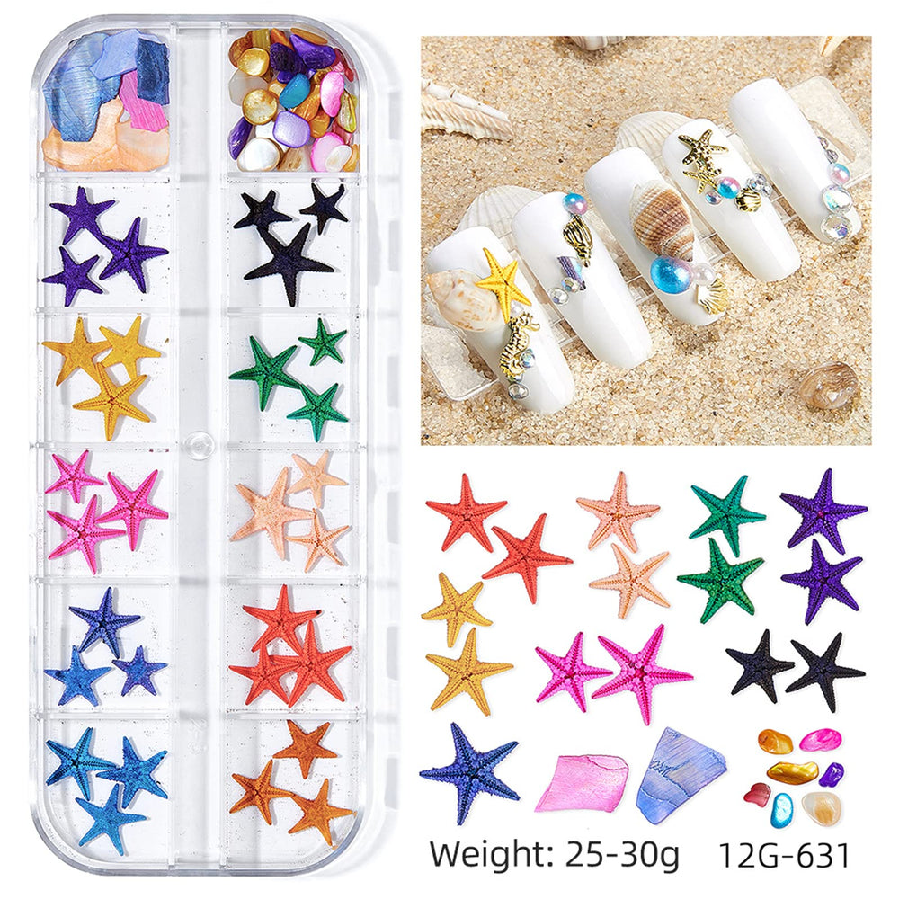 GULELAYAR open box layout displaying twelve distinct beach nail designs