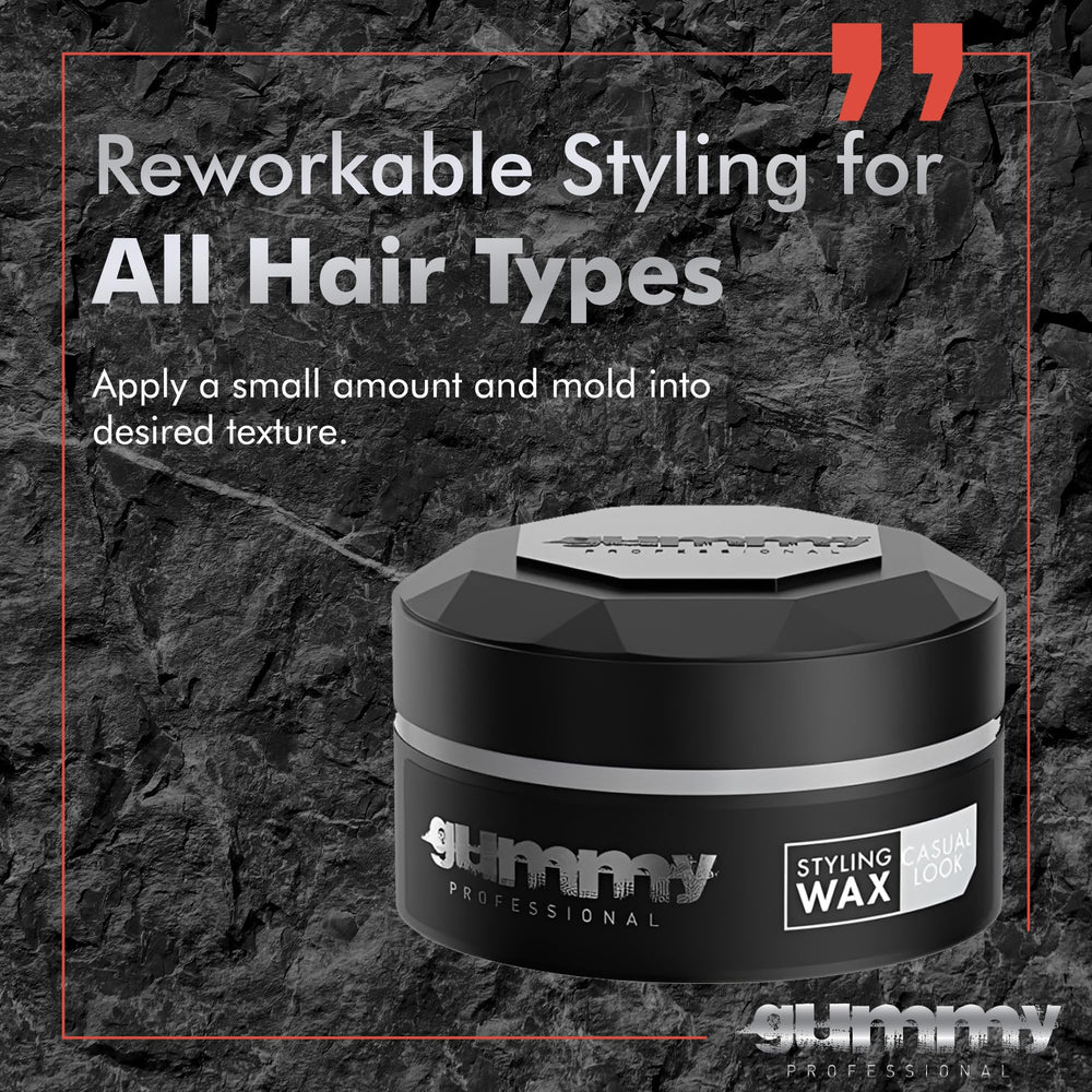 Gummy application in hand illustrating warm-ready wax for effortless styling