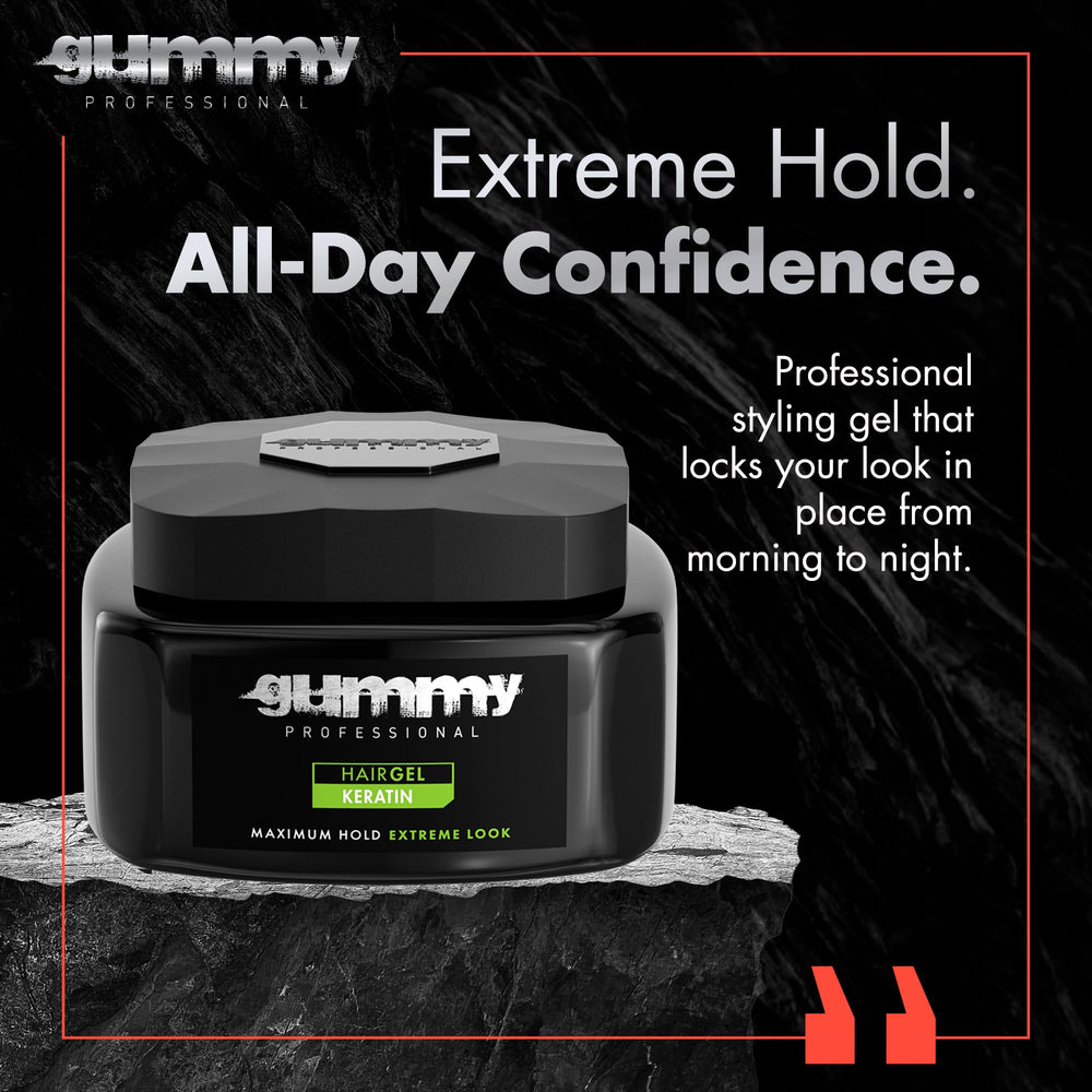 Gummy keratin gel close-up texture illustrating smooth, glossy consistency and control