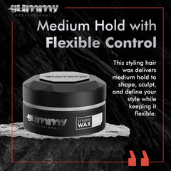 Gummy open tub texture reveals smooth wax consistency for easy finger pickup