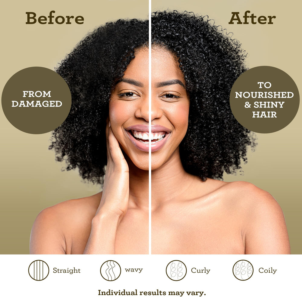 GuruNanda label close-up displaying keratin and Vitamin E for strengthening