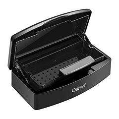Gusnilo front view showing compact black sterilizer tray benefit of tidy storage