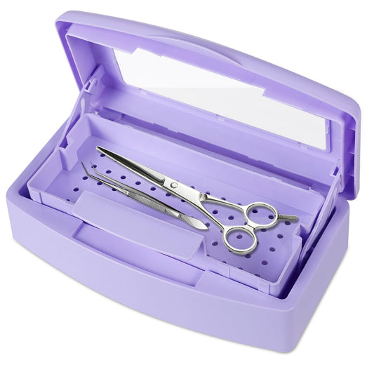 Gusnilo front view of purple sterilizer box showing compact footprint and neat design
