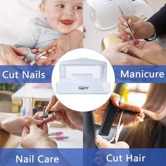 Gusnilo on salon counter demonstrating professional tidy storage