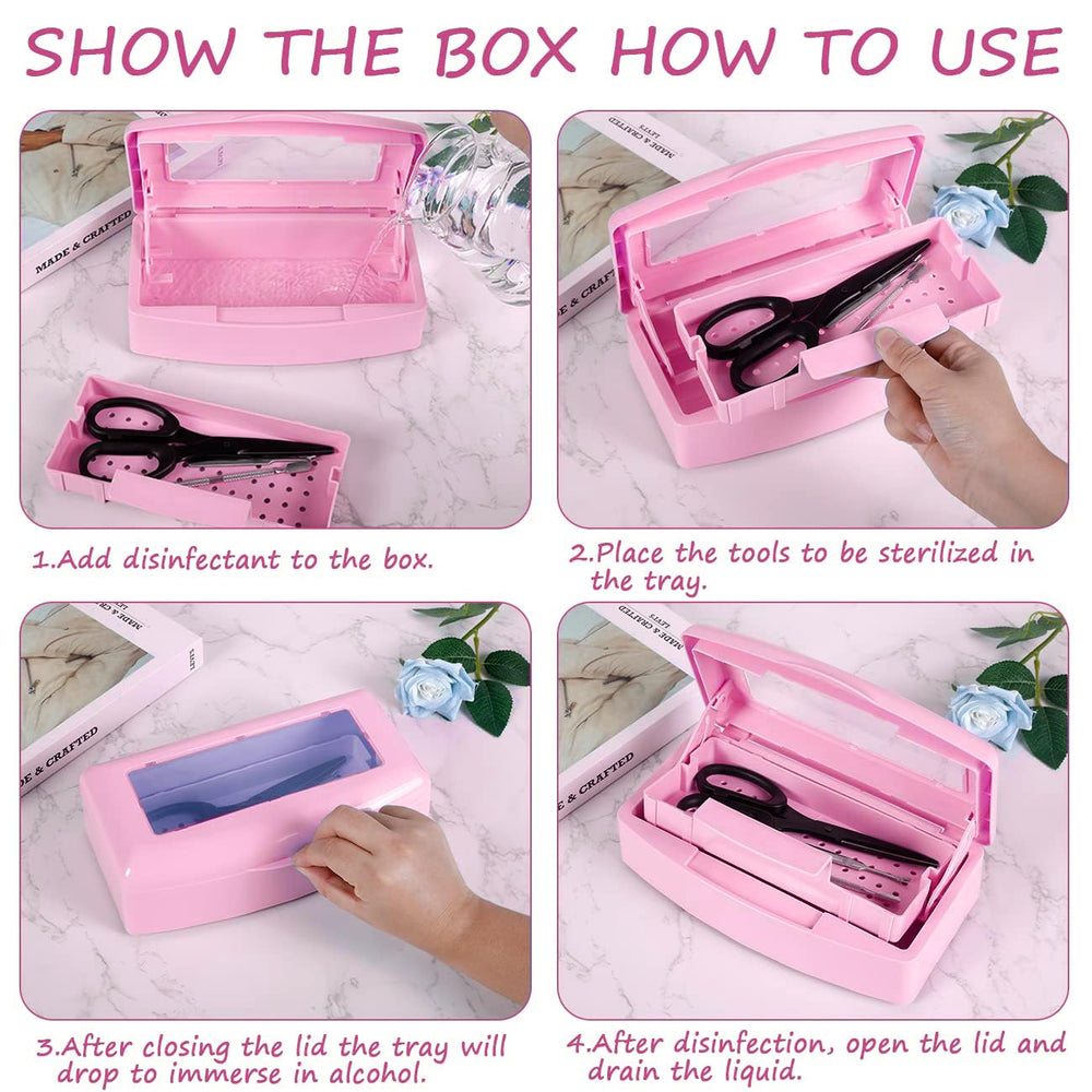 Gusnilo tools inside showcase with manicure instruments immersed for efficient soaking