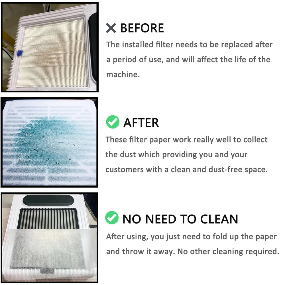 GUXACU filter sheet placed on dust collector showing clean working area