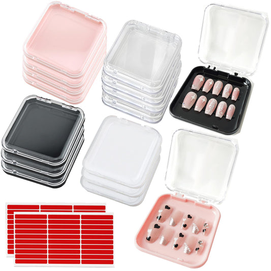 GUXACU front view of multiple press-on nail boxes showing clear packaging benefit