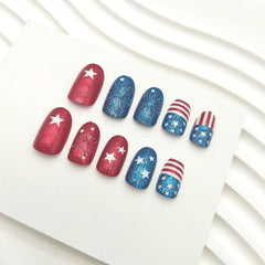 GXOIPNS close-up of glitter American flag star details, vibrant sparkle and crisp print