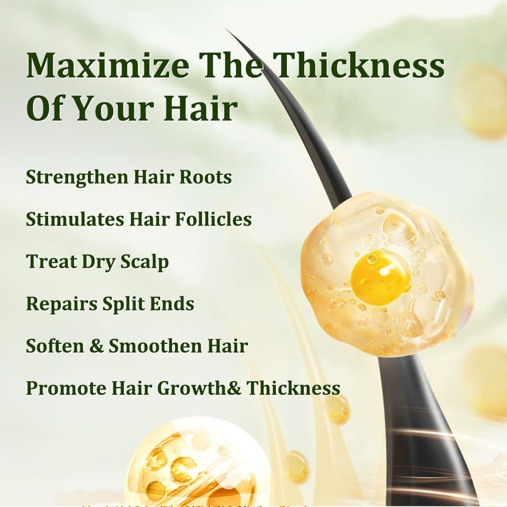Smoothing Gypsophila Batana Oil through hair ends to reduce split ends and frizz