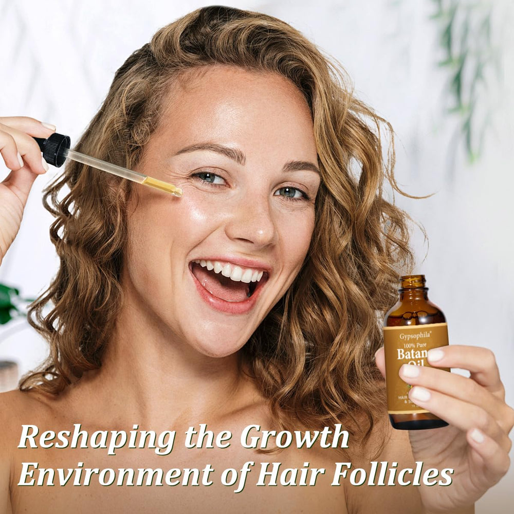 Gypsophila Batana Oil on bathroom shelf in a grooming routine lifestyle setting