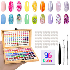 GZIXBDA front palette overview showing 96 mini gel shades for easy selection and travel