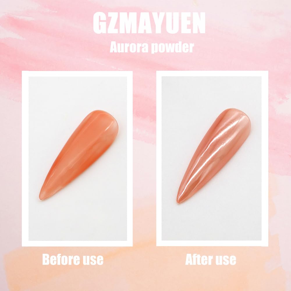 GZMAYUEN powder swatch on fingertip demonstrating iridescent pearl payoff benefit