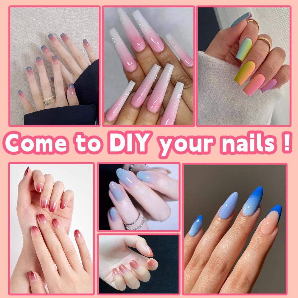 HAIOLORPRO ombre demo on nails illustrating seamless gradient effect