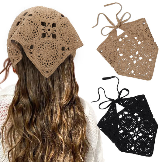 HAIMEIKANG front view of black and coffee bandana showing shape and color contrast