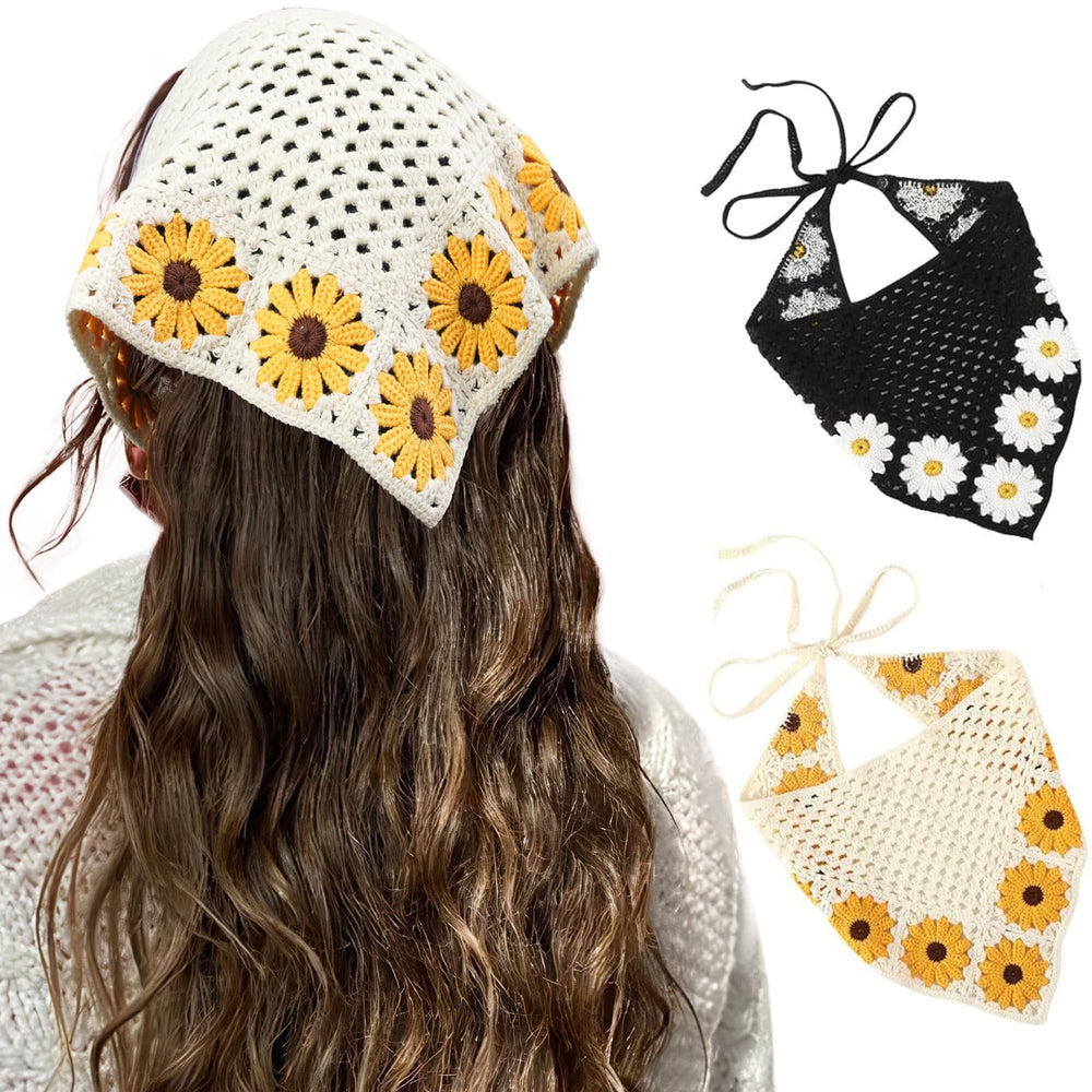 HAIMEIKANG front view of yellow and black floral bandana showing pattern and shape benefit