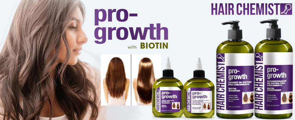 Hair Chemist ingredient flatlay showing biotin inclusion and fortifying benefit