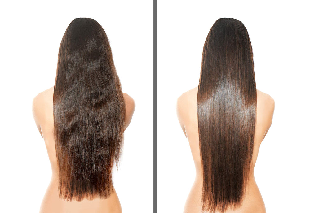 Hair Chemist oil on hair strands demonstrating smoother appearance benefit