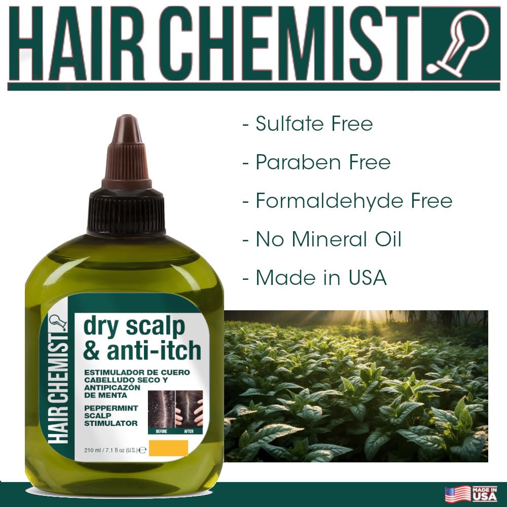 Hair Chemist ingredients display with peppermint accent for soothing benefit
