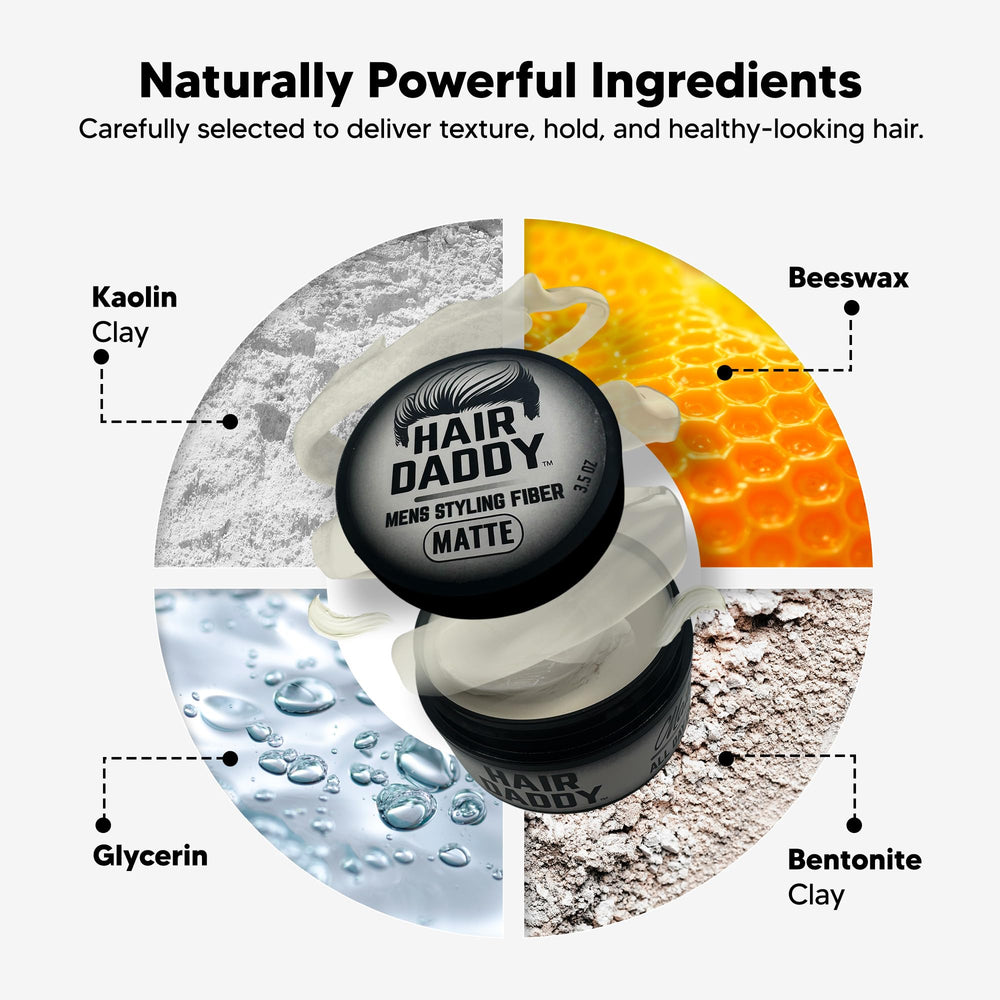 HAIR DADDY open jar with clay revealing thick, workable paste consistency