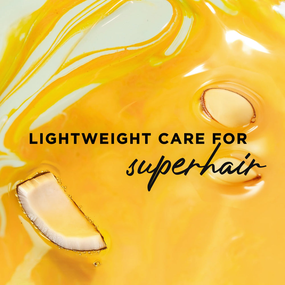 Hair Food with coconut and argan ingredients display illustrating natural nourishment benefit
