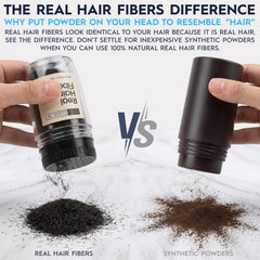 hair illusion applying fibers into hand for targeted coverage benefit