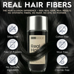 Hair Illusion fiber texture close-up displays natural hair look and blend benefit