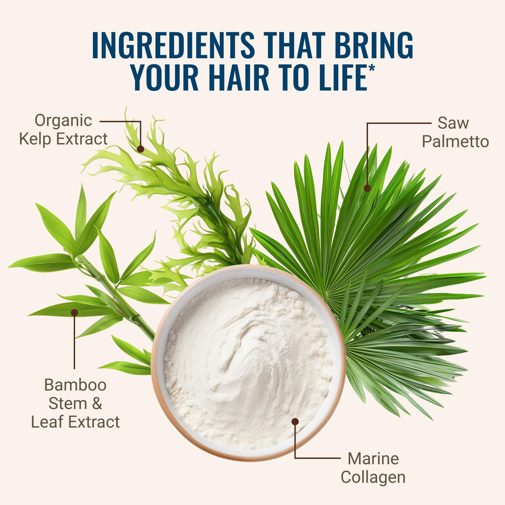 Hair La Vie ingredient spread with botanicals displaying natural-sourced components