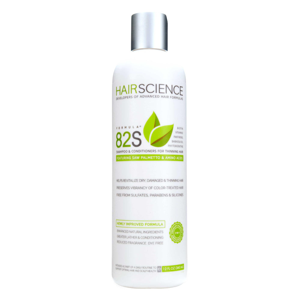 Hair Science Formula 82S front bottle showing clean design and benefits