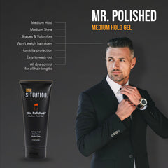 Hair Situation applied on a man styling short hair illustrating medium hold and natural finish