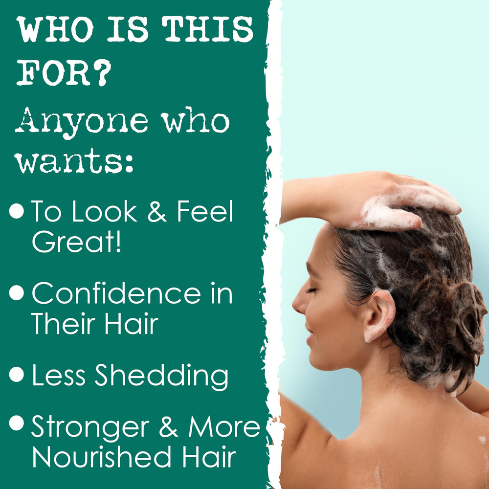Hair Thickness Maximizer lather on hair demonstrating gentle cleansing and shine