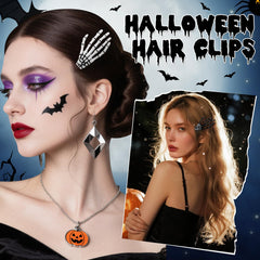 Model styled in witchcore outfit with HairChrysm clips as dark fashion accents