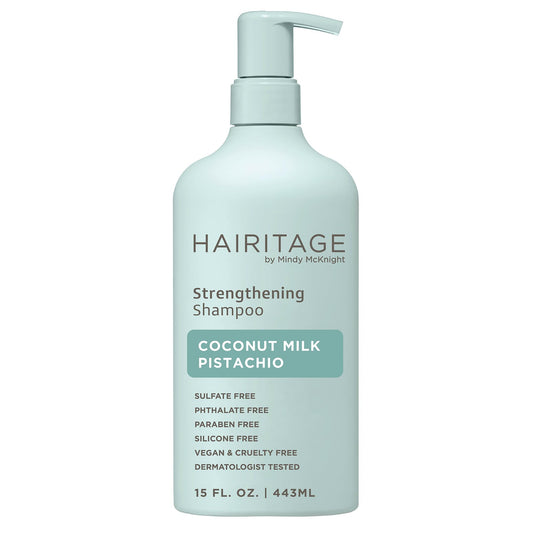 Hairitage front bottle shot showing product branding and benefits