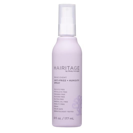 Hairitage front packaging 6oz spray showing bottle and label for easy identification and benefits