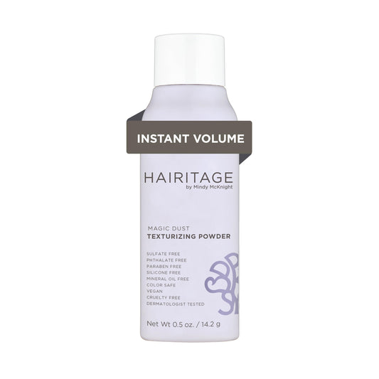 Hairitage front packaging showing product and branding, highlights travel-friendly size