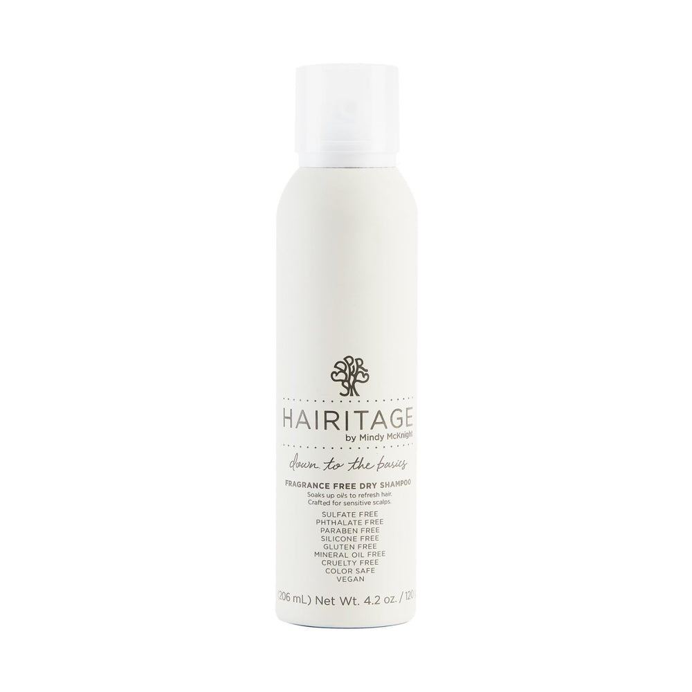 Hairitage translucent dry shampoo front packaging showing label and size benefits